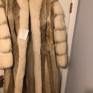 Elegant Cream and Tan Fur Coat
